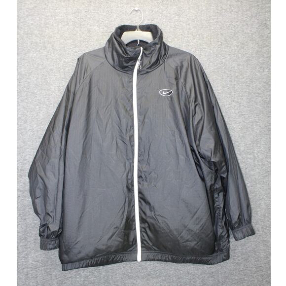 Nike Big Swoosh Reversible Boa Jacket Fleece Sherpa L Black Oversized Winter - Picture 3 of 9